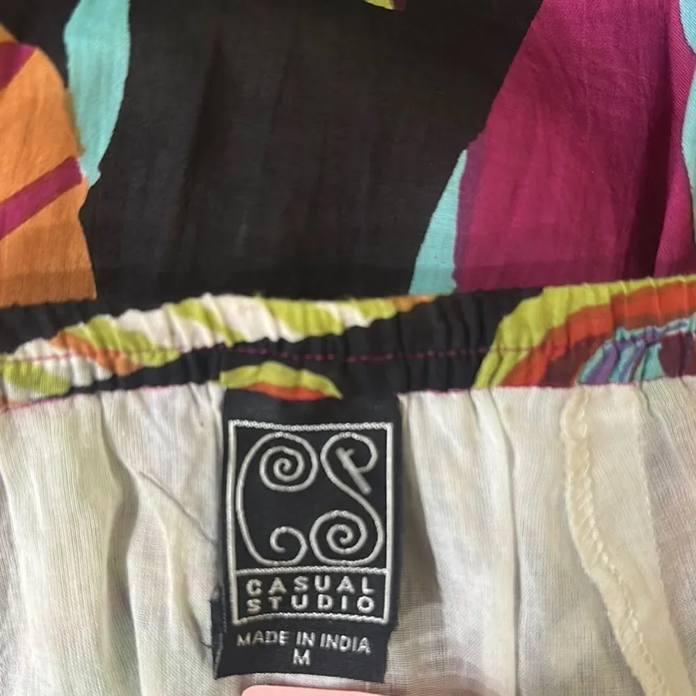 Casual Studio MADE IN INDIA Colorful Abstract Women's Gauze Skirt Size M - Picture 12 of 13